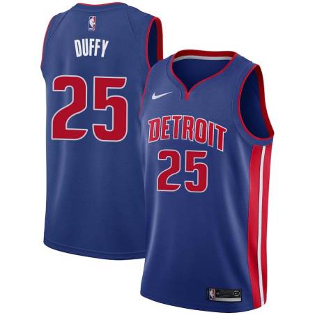 Blue Bob Duffy Pistons #25 Twill Basketball Jersey FREE SHIPPING