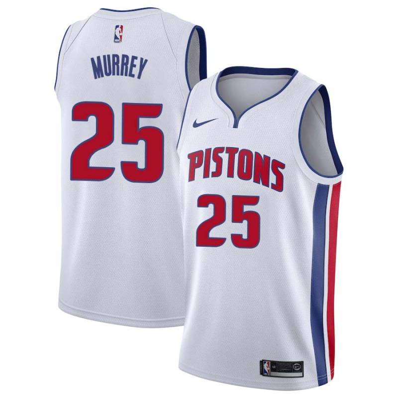 White Dorie Murrey Pistons #25 Twill Basketball Jersey FREE SHIPPING