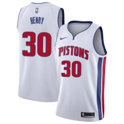 White Bill Henry Pistons #30 Twill Basketball Jersey FREE SHIPPING