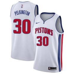 White Jake Pelkington Pistons #30 Twill Basketball Jersey FREE SHIPPING