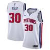 White Ben Kelso Pistons #30 Twill Basketball Jersey FREE SHIPPING