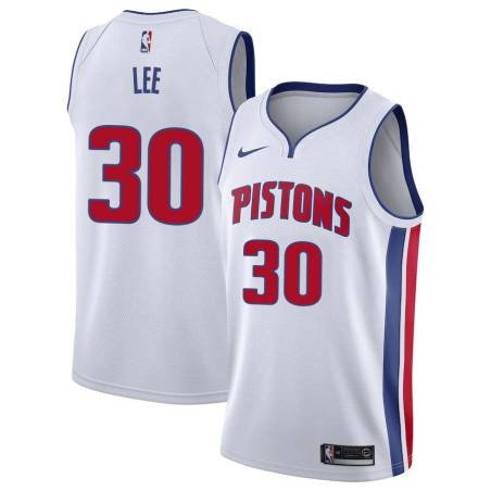 White Ron Lee Pistons #30 Twill Basketball Jersey FREE SHIPPING