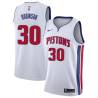 White Jackie Robinson Pistons #30 Twill Basketball Jersey FREE SHIPPING