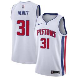 White Bill Hewitt Pistons #31 Twill Basketball Jersey FREE SHIPPING