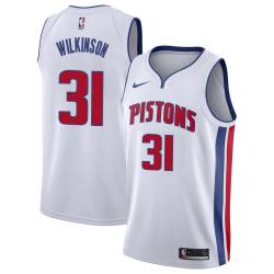 White Dale Wilkinson Pistons #31 Twill Basketball Jersey FREE SHIPPING