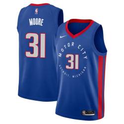 2020-21City Mikki Moore Pistons #31 Twill Basketball Jersey FREE SHIPPING