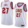 White Dwayne Jones Twill Basketball Jersey -Cavaliers #27 Jones Twill Jerseys, FREE SHIPPING