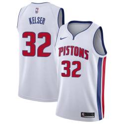 White Greg Kelser Pistons #32 Twill Basketball Jersey FREE SHIPPING