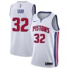 White Kenny Carr Pistons #32 Twill Basketball Jersey FREE SHIPPING