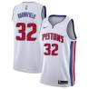 White Dan Roundfield Pistons #32 Twill Basketball Jersey FREE SHIPPING