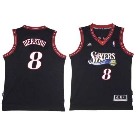 Black Throwback Connie Dierking Twill Basketball Jersey -76ers #8 Dierking Twill Jerseys, FREE SHIPPING