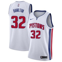 White Richard Hamilton Pistons #32 Twill Basketball Jersey FREE SHIPPING