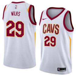 White Mike Wilks Twill Basketball Jersey -Cavaliers #29 Wilks Twill Jerseys, FREE SHIPPING