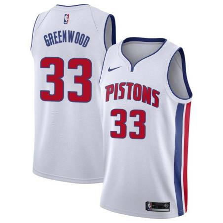 White Dave Greenwood Pistons #33 Twill Basketball Jersey FREE SHIPPING