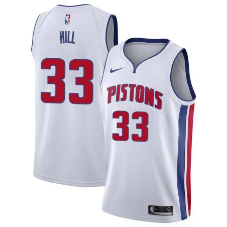 White Grant Hill Pistons #33 Twill Basketball Jersey FREE SHIPPING