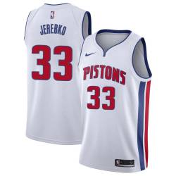 White Jonas Jerebko Pistons #33 Twill Basketball Jersey FREE SHIPPING