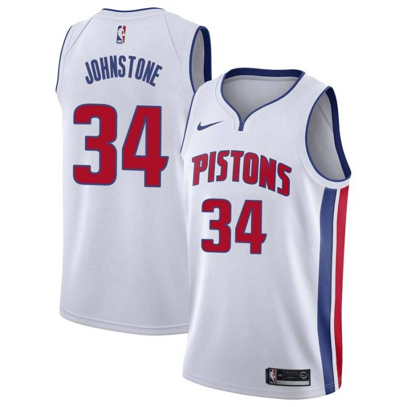 White Jim Johnstone Pistons #34 Twill Basketball Jersey FREE SHIPPING