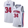 White James Wilkes Pistons #34 Twill Basketball Jersey FREE SHIPPING