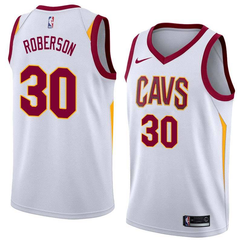 White Rick Roberson Twill Basketball Jersey -Cavaliers #30 Roberson Twill Jerseys, FREE SHIPPING