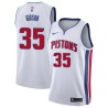 White Mike Gibson Pistons #35 Twill Basketball Jersey FREE SHIPPING