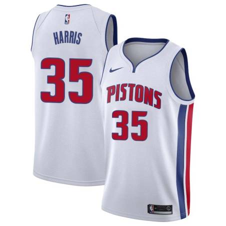 White Steve Harris Pistons #35 Twill Basketball Jersey FREE SHIPPING