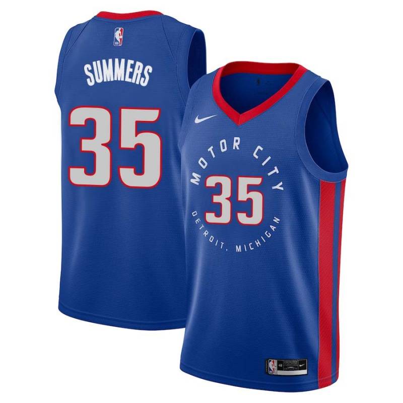 2020-21City DaJuan Summers Pistons #35 Twill Basketball Jersey FREE SHIPPING