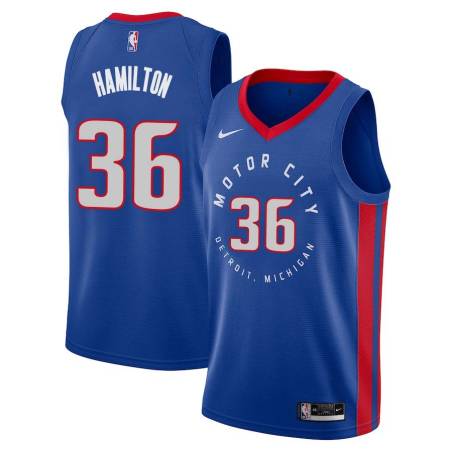 2020-21City Ralph Hamilton Pistons #36 Twill Basketball Jersey FREE SHIPPING