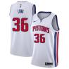 White Paul Long Pistons #36 Twill Basketball Jersey FREE SHIPPING