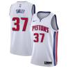 White Jack Smiley Pistons #37 Twill Basketball Jersey FREE SHIPPING