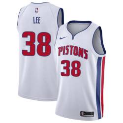 White Saben Lee Pistons #38 Twill Basketball Jersey FREE SHIPPING