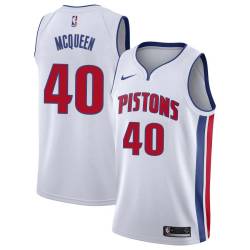 White Cozell McQueen Pistons #40 Twill Basketball Jersey FREE SHIPPING