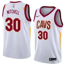 White Mike Mitchell Twill Basketball Jersey -Cavaliers #30 Mitchell Twill Jerseys, FREE SHIPPING