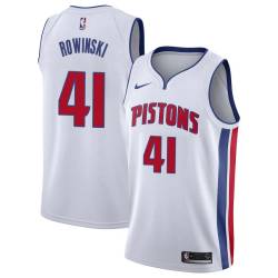 White Jim Rowinski Pistons #41 Twill Basketball Jersey FREE SHIPPING