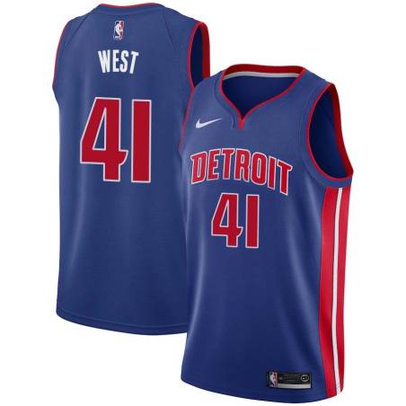 Blue Mark West Pistons #41 Twill Basketball Jersey FREE SHIPPING