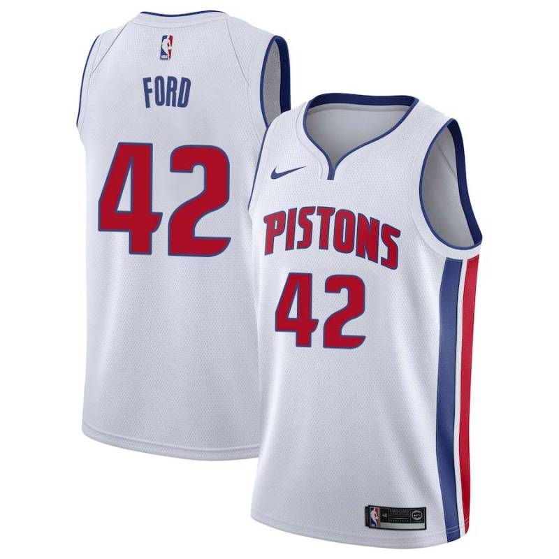 White Chris Ford Pistons #42 Twill Basketball Jersey FREE SHIPPING