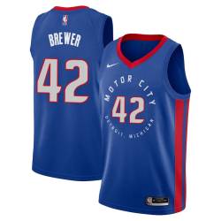 2020-21City Jim Brewer Pistons #42 Twill Basketball Jersey FREE SHIPPING