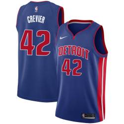 Blue Ron Crevier Pistons #42 Twill Basketball Jersey FREE SHIPPING