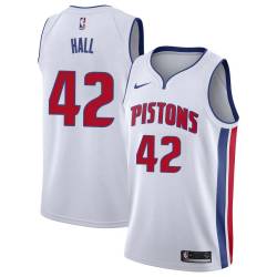 White Donta Hall Pistons #42 Twill Basketball Jersey FREE SHIPPING