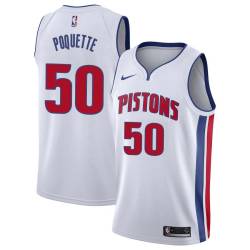 White Ben Poquette Pistons #50 Twill Basketball Jersey FREE SHIPPING