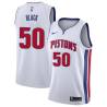 White Norman Black Pistons #50 Twill Basketball Jersey FREE SHIPPING