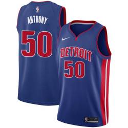 Blue Joel Anthony Pistons #50 Twill Basketball Jersey FREE SHIPPING