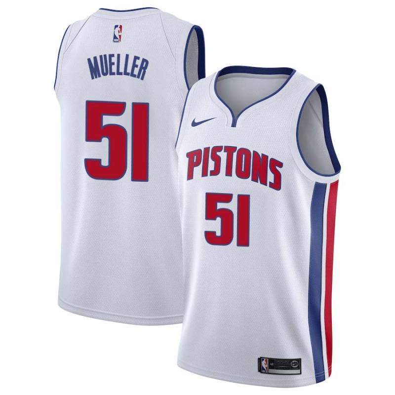 White Erwin Mueller Pistons #51 Twill Basketball Jersey FREE SHIPPING