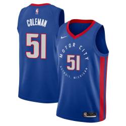 2020-21City Ben Coleman Pistons #51 Twill Basketball Jersey FREE SHIPPING