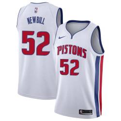 White Ivano Newbill Pistons #52 Twill Basketball Jersey FREE SHIPPING