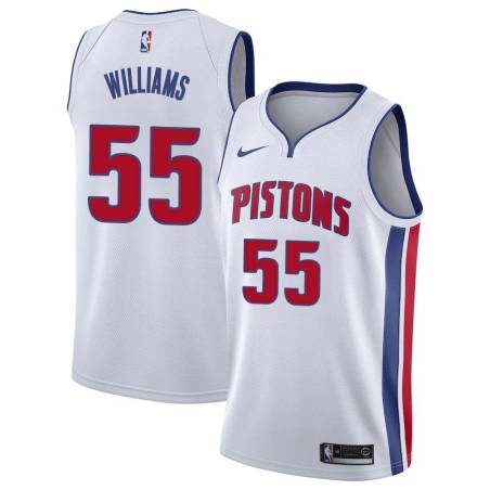 White Earl Williams Pistons #55 Twill Basketball Jersey FREE SHIPPING