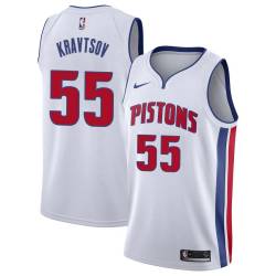 White Viacheslav Kravtsov Pistons #55 Twill Basketball Jersey FREE SHIPPING