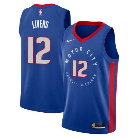 2020-21City 2021 Draft Isaiah Livers Pistons #12 Twill Basketball Jersey FREE SHIPPING