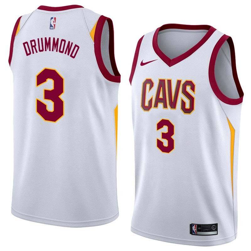 White Andre Drummond Cavaliers #3 Twill Basketball Jersey FREE SHIPPING