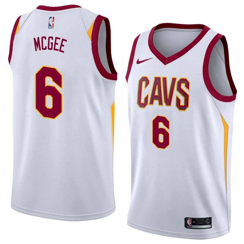 White JaVale McGee Cavaliers #6 Twill Basketball Jersey FREE SHIPPING