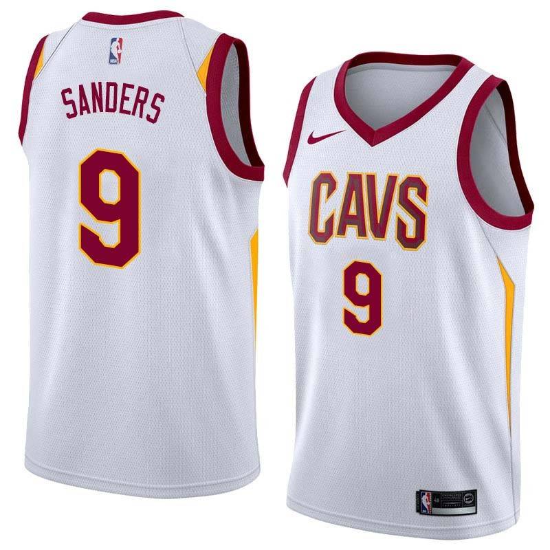 White Larry Sanders Cavaliers #9 Twill Basketball Jersey FREE SHIPPING